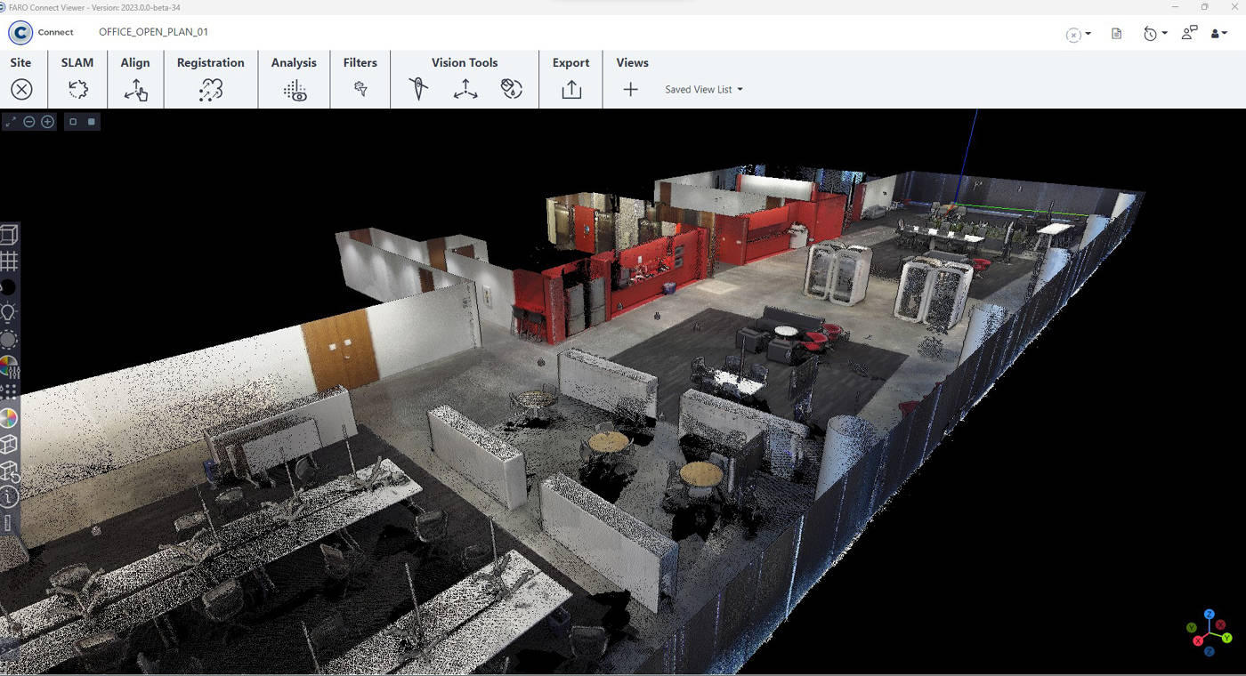 Point cloud data of an open office space